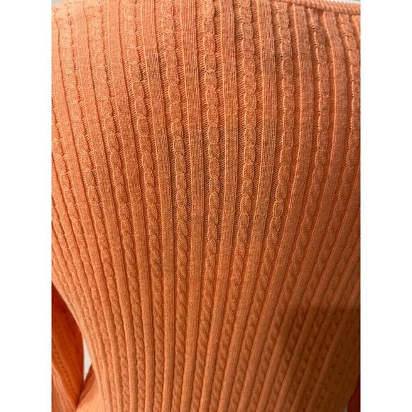 RALPH LAUREN CABLE KNIT SWEATER 100% COTTON V NECK SZ M CORAL/WHITE AESTHETIC - Picture 14 of 16